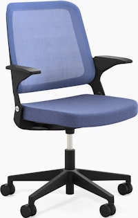 Ollo Chair - Arms, Blueberry, Blueberry, Black, Plastic, Soft Casters
