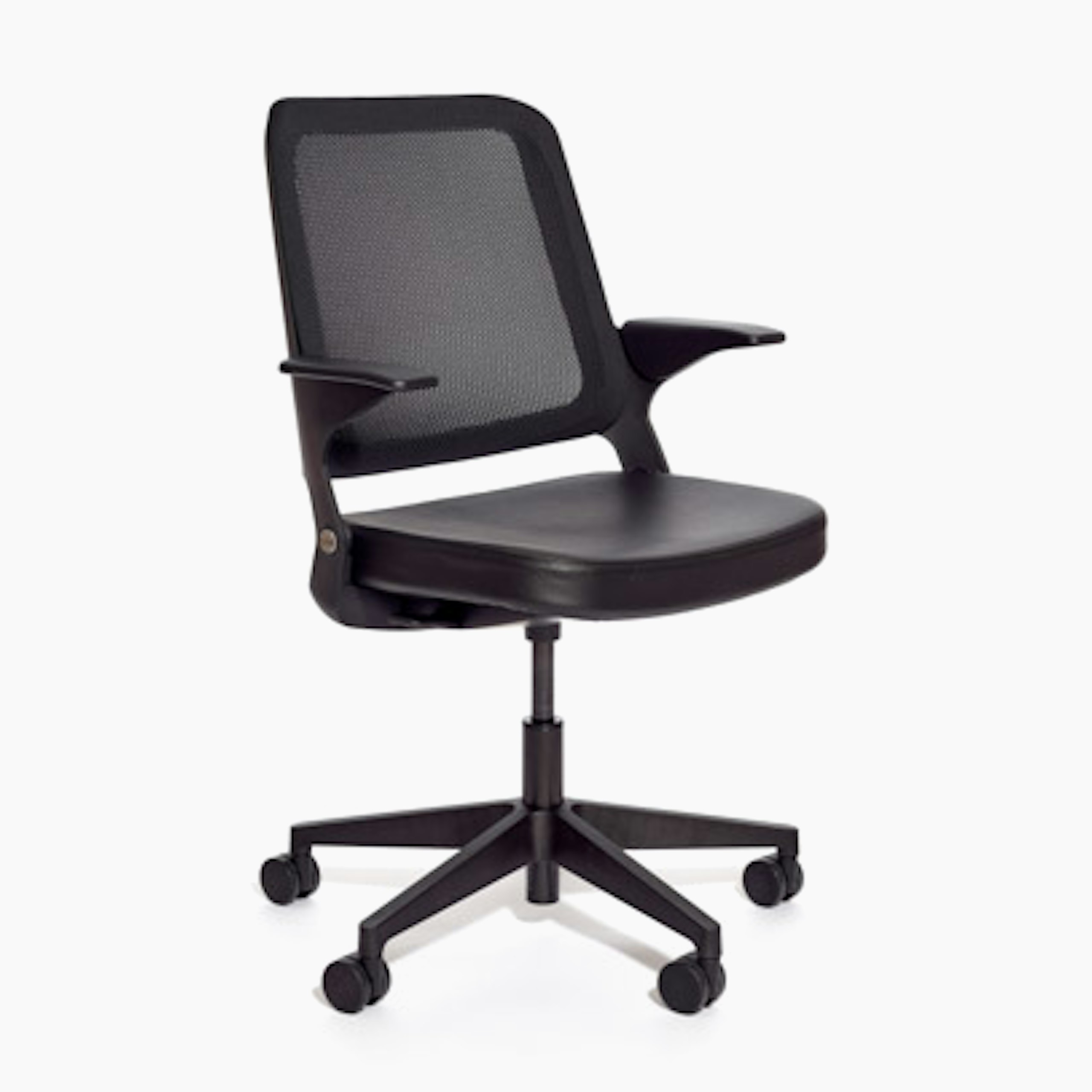 Ollo Light Task Chair with Knit Back, Fixed Arms, 5-Star Plastic Base, Hard Casters